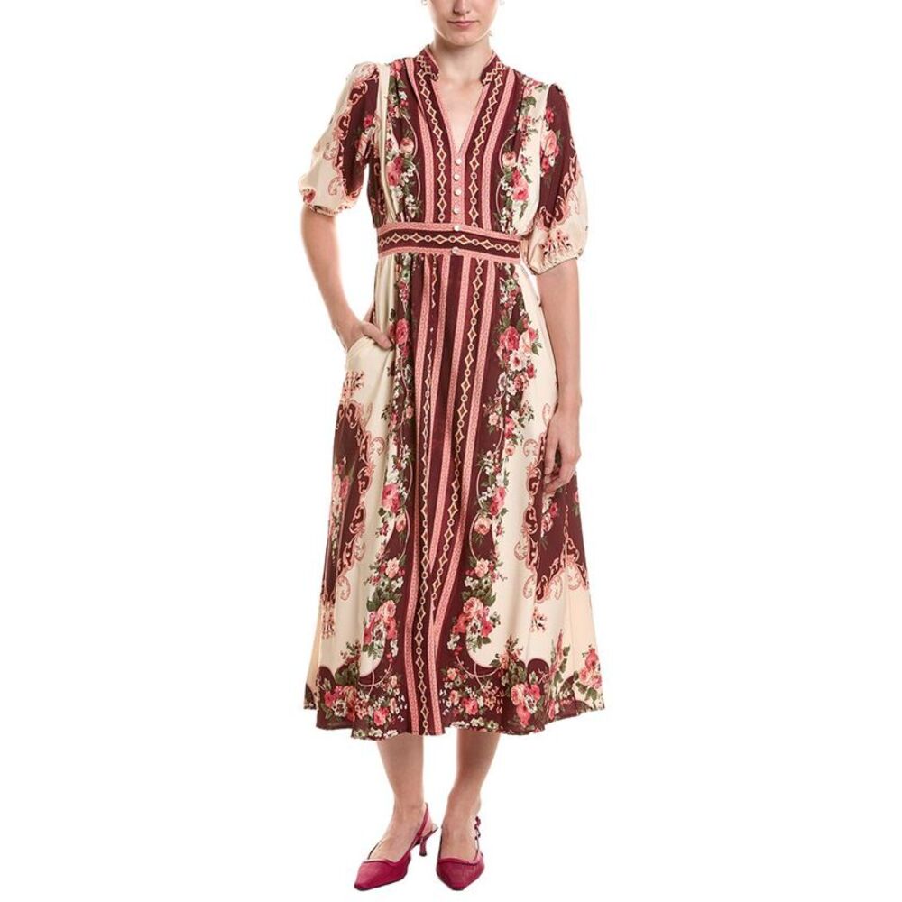 Maison Tara Womens  Midi Dress, Purple